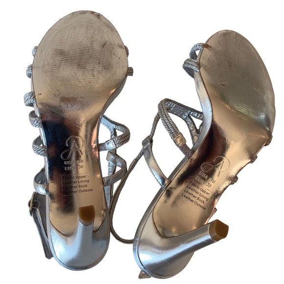 ADRIANNA PAPELL METALLIC SILVER OPEN TOE STRAP SANDALS - Picture 11 of 14